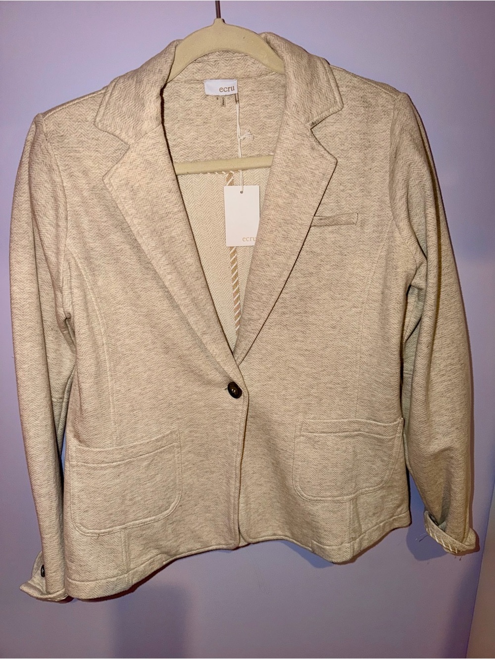 ecru Women's Single-Button Cream Blazer Jacket